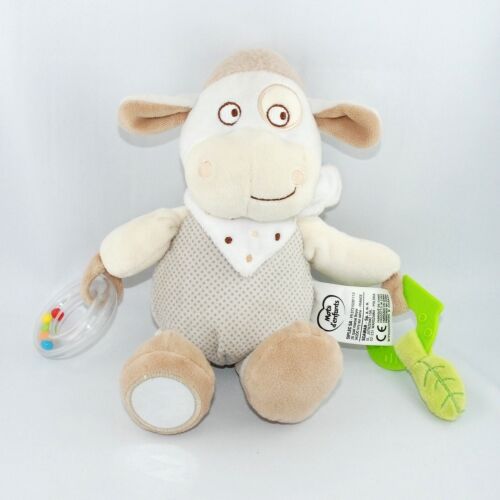  déveil mouton blanc gris beige bandana feuille vert anneau 